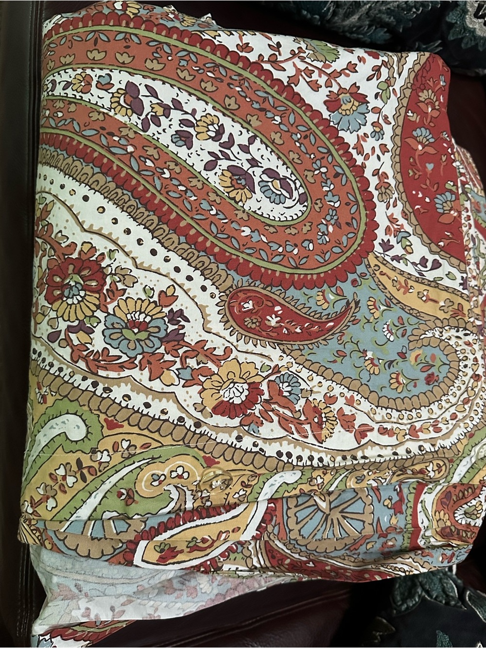 Pottery Barn King Paisley Print Duvet Cover w/ 2 Standard/Queen Pillow Shams